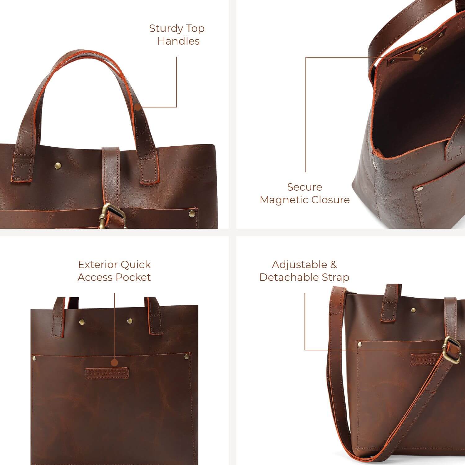 Verona Mini Leather Tote Bag | | Brown